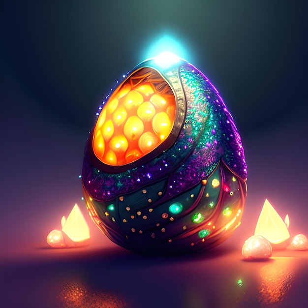 Cartoon dragon eggs with glowing sparkles