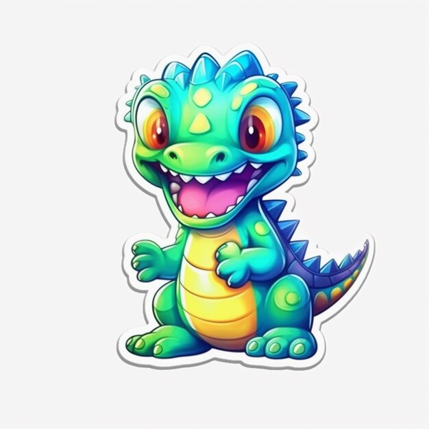 cartoon dragon sticker with a happy face and big eyes generative ai