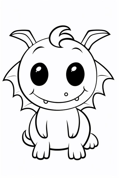 a cartoon dragon with big eyes and big eyes sitting down generative ai