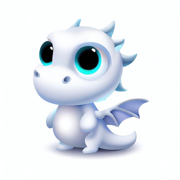 Мультяшный дракон с большими глазами и голубыми глазами