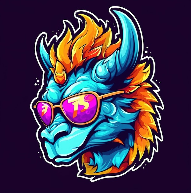 Cartoon dragon with sunglasses