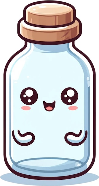 a cartoon drawing of a blue bottle with a big eyes