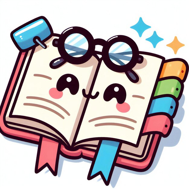 Photo a cartoon drawing of a book with glasses and a pair of glasses