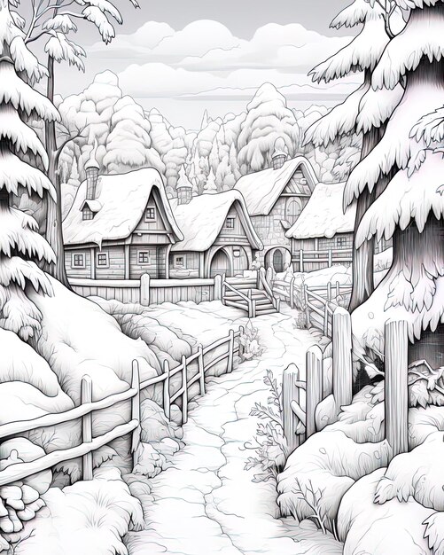 Photo a cartoon drawing of a cabin with snow on the roof