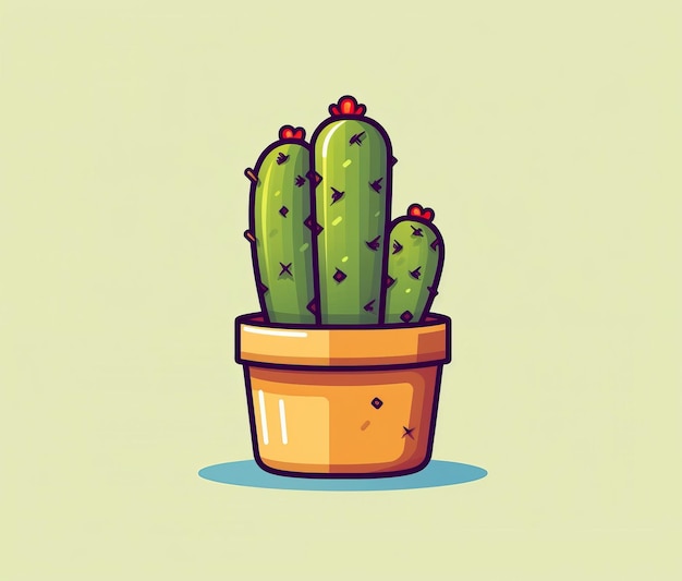 A cartoon drawing of a cactus with a red bow on the top.