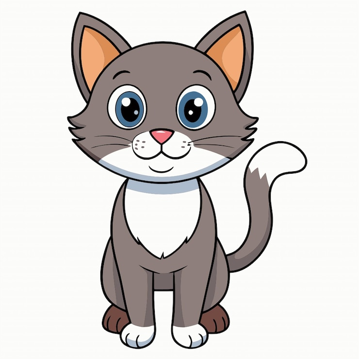 Photo a cartoon drawing of a cat with a white background