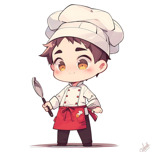 a cartoon drawing of a chef with a knife in his hand