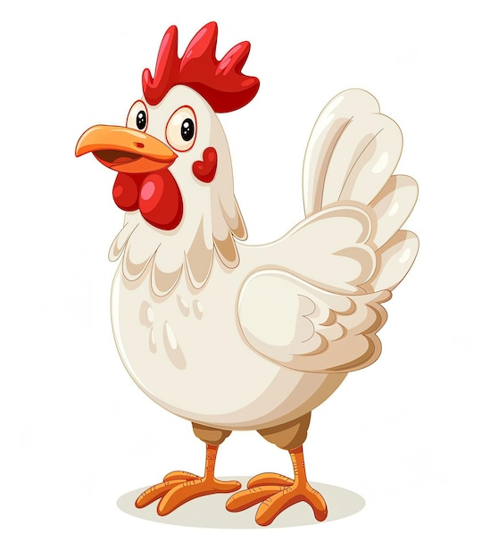 a cartoon drawing of a chicken with a red heart on it