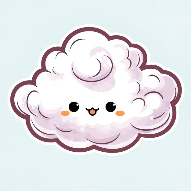 a cartoon drawing of a cloud with a bird on it