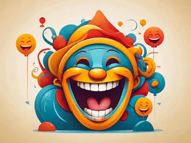 a cartoon drawing of a clown with a smile on his face