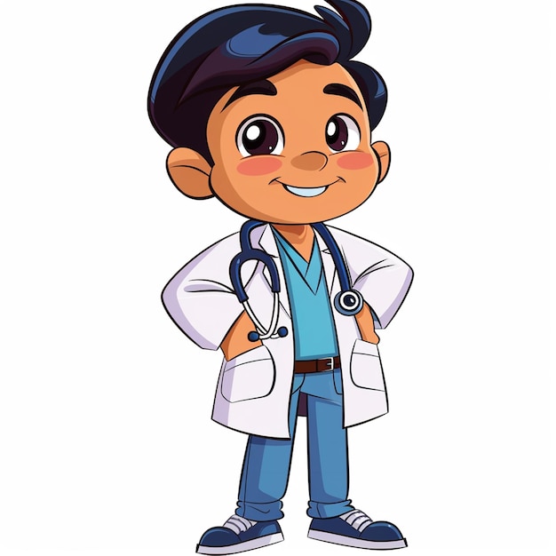 a cartoon drawing of a doctor with a stethoscope on his chest