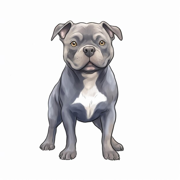 cartoon drawing of a dog with a white spot on its chest generative ai