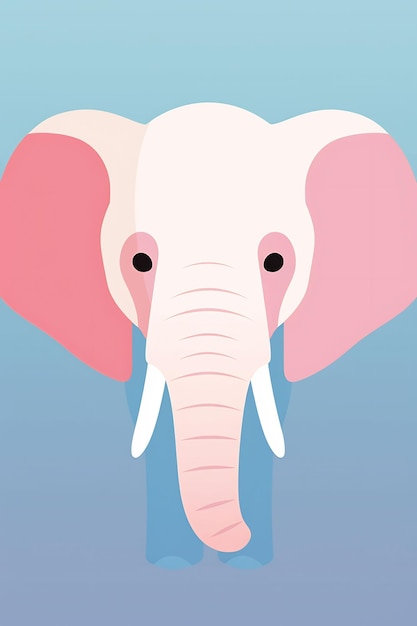 Photo a cartoon drawing of an elephant with a pink and pink face