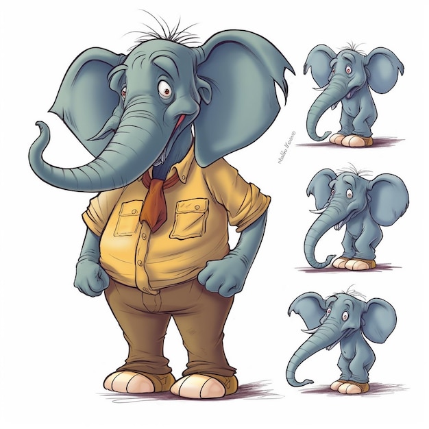 Photo a cartoon drawing of an elephant with a shirt that says 