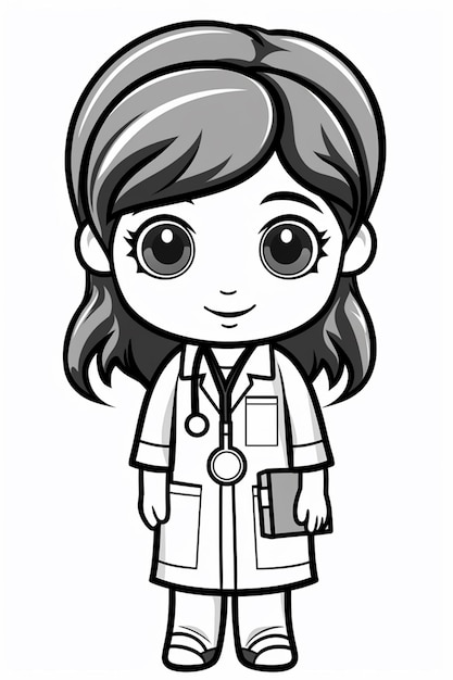 a cartoon drawing of a female doctor with a stethoscope generative ai