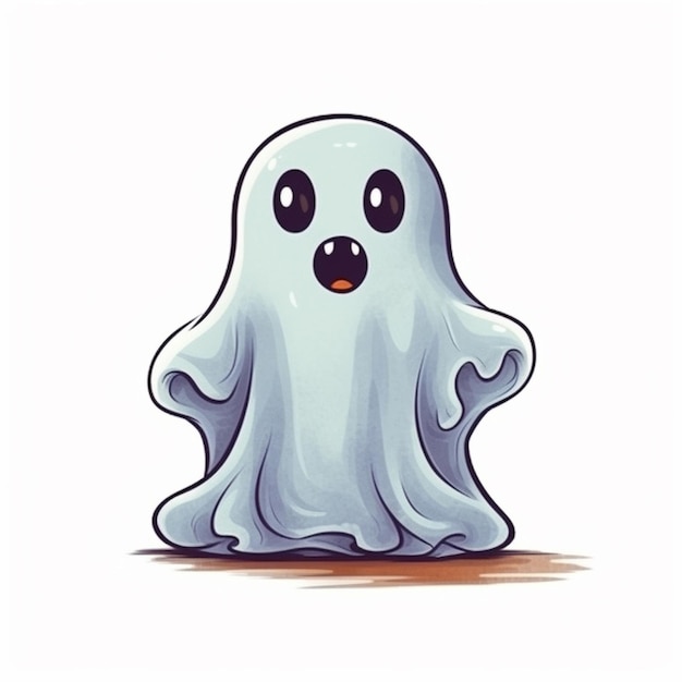 a cartoon drawing of a ghost with a dark face.