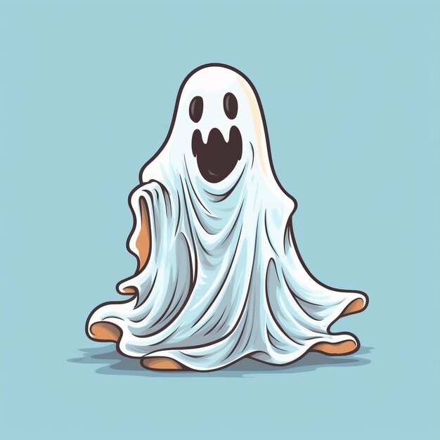 a cartoon drawing of a ghost with a smiley face on it