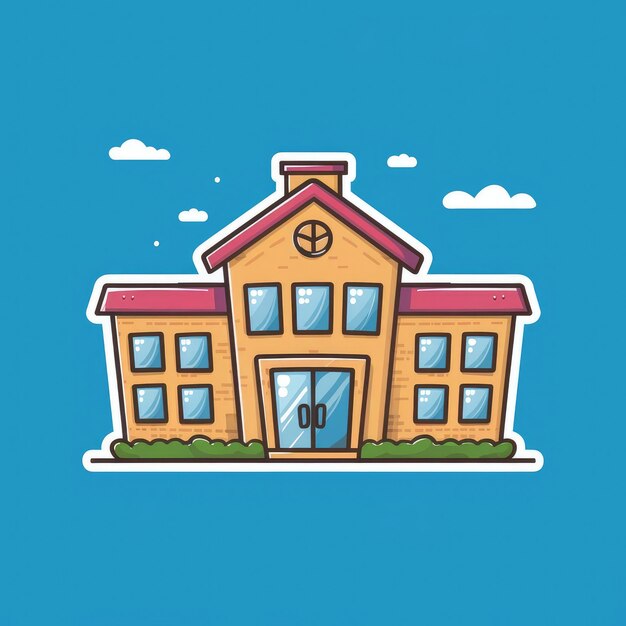 Photo a cartoon drawing of a house with a clock on the top