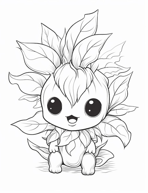 A cartoon drawing of a little baby dragon with big eyes generative ai