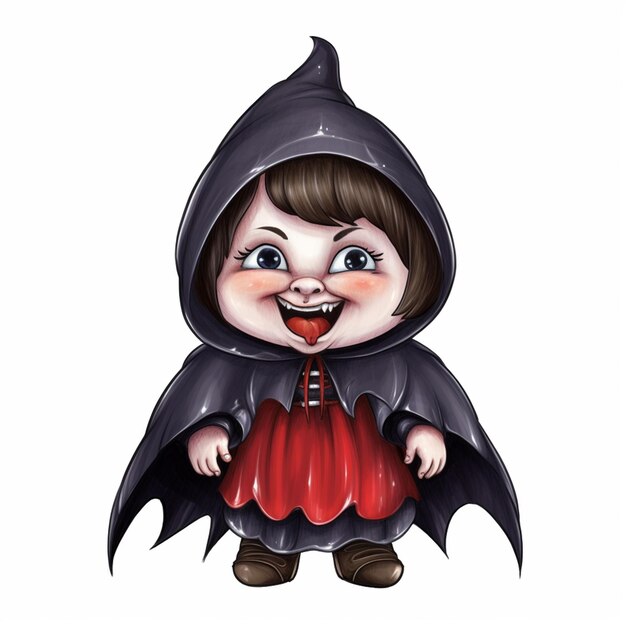 Photo cartoon drawing of a little boy dressed as a vampire generative ai