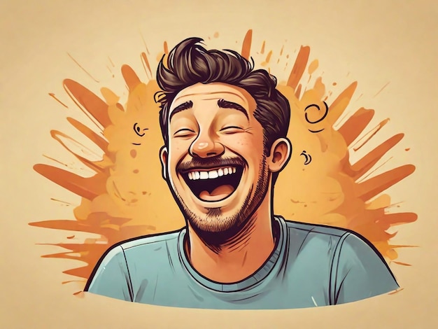 a cartoon drawing of a man with a smile on his face