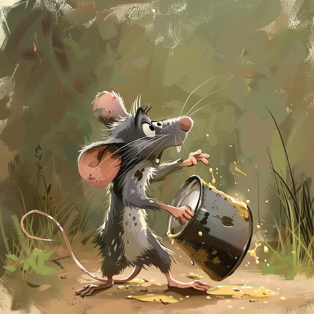 Photo a cartoon drawing of a mouse with a mouse in his hand