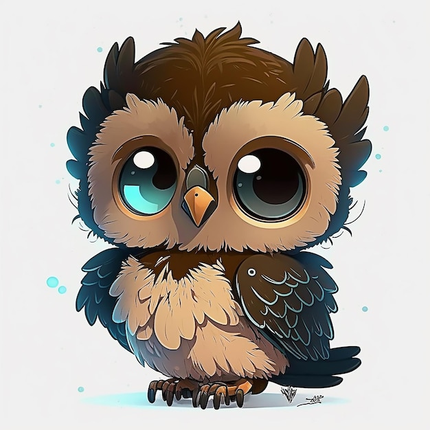 A cartoon drawing of an owl with big eyes.
