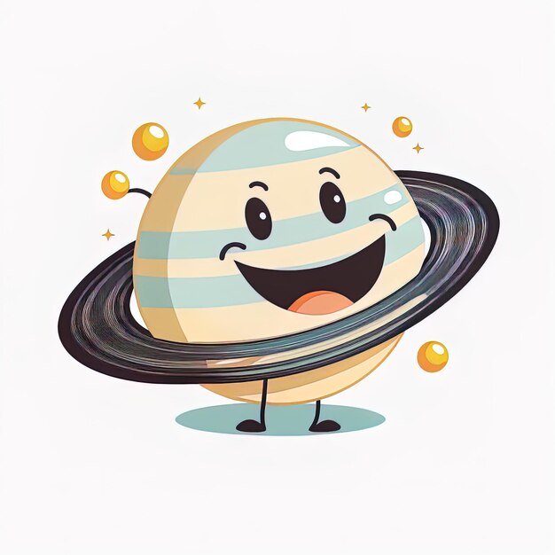 Photo a cartoon drawing of a planet with a smile on it