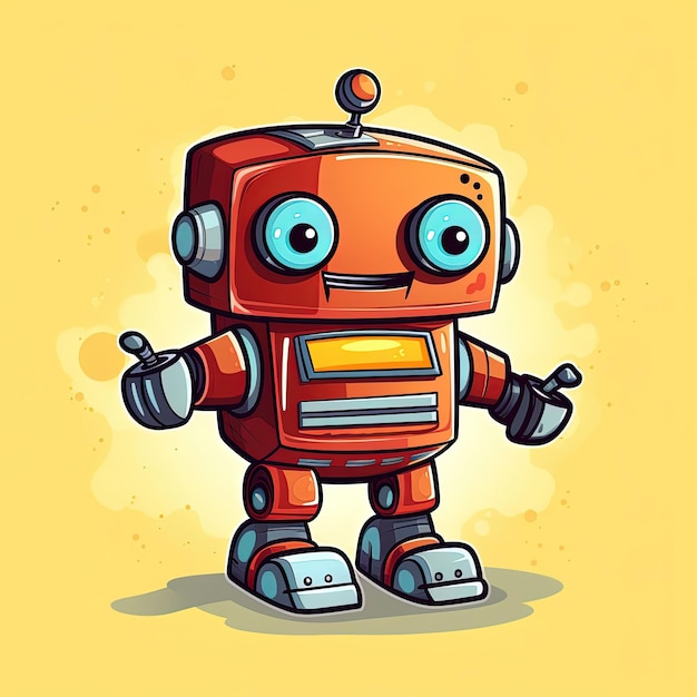 Photo a cartoon drawing of a red robot with the words 