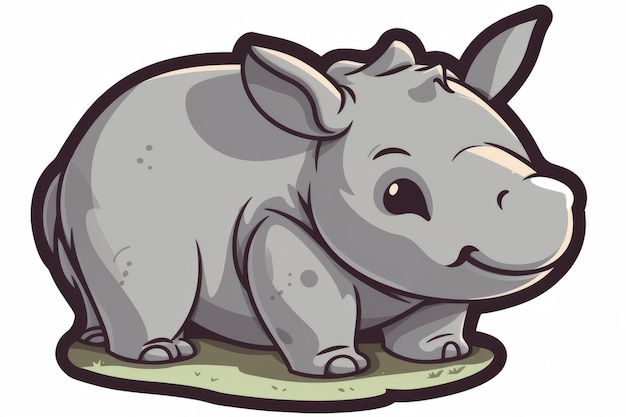 A cartoon drawing of a rhinoceros.