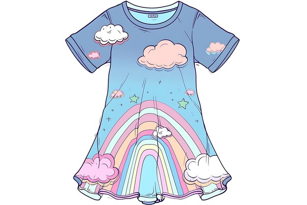 Photo a cartoon drawing of a shirt with the rainbow on it