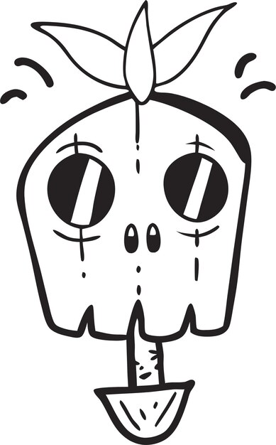 Photo a cartoon drawing of a skull with eyes and eyes