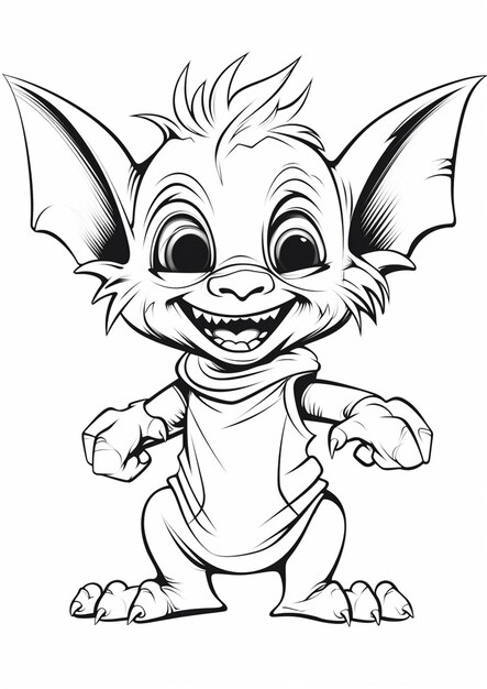 a cartoon drawing of a small bat with big eyes and a big smile generative ai