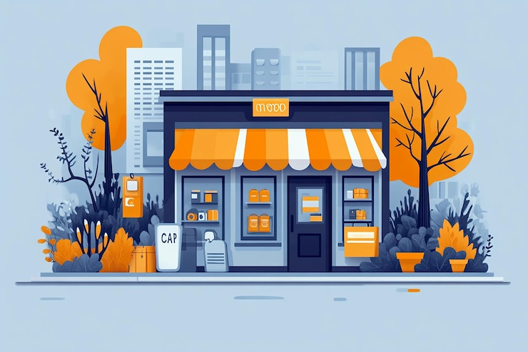 Photo 一幅叫做咖啡店的商店的卡通画