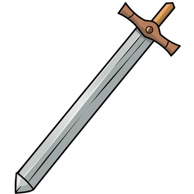 a cartoon drawing of a sword with a wooden handle generative ai