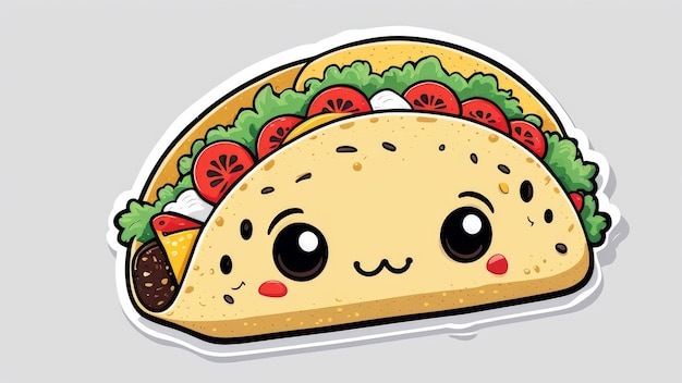 Foto un disegno di cartone animato di un taco con una faccia su di esso