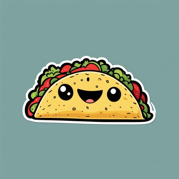 Photo a cartoon drawing of a taco with a smile on it