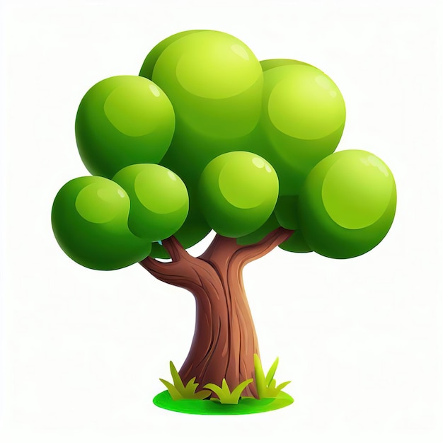 A cartoon drawing of a tree with green leaves on it