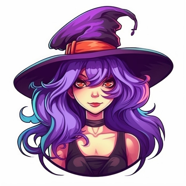 карикатурный рисунок ведьмы с шляпой на ней