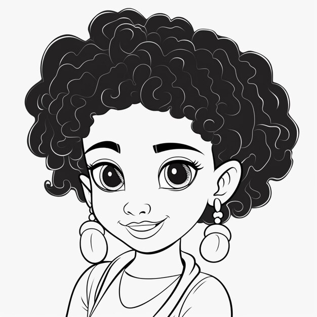 Photo a cartoon drawing of a woman with big earrings and a big smile generative ai