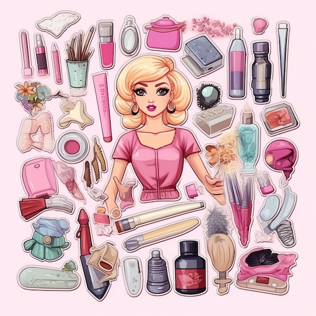 https://img.freepik.com/premium-photo/cartoon-drawing-woman-with-lot-cosmetics_910054-22861.jpg