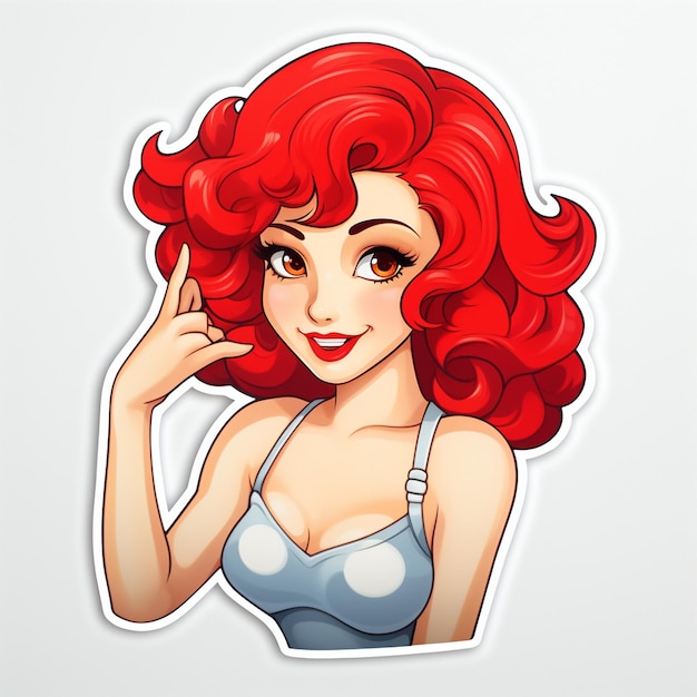 Photo a cartoon drawing of a woman with red hair and a red hair.