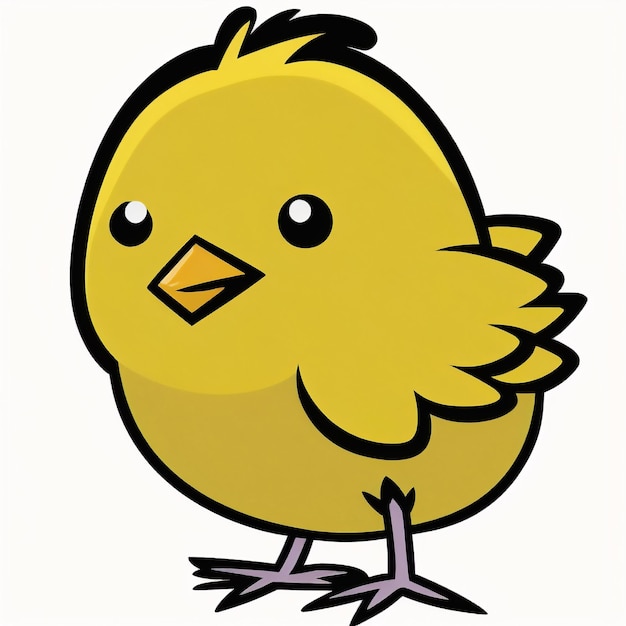 A cartoon drawing of a yellow bird with a yellow beak.