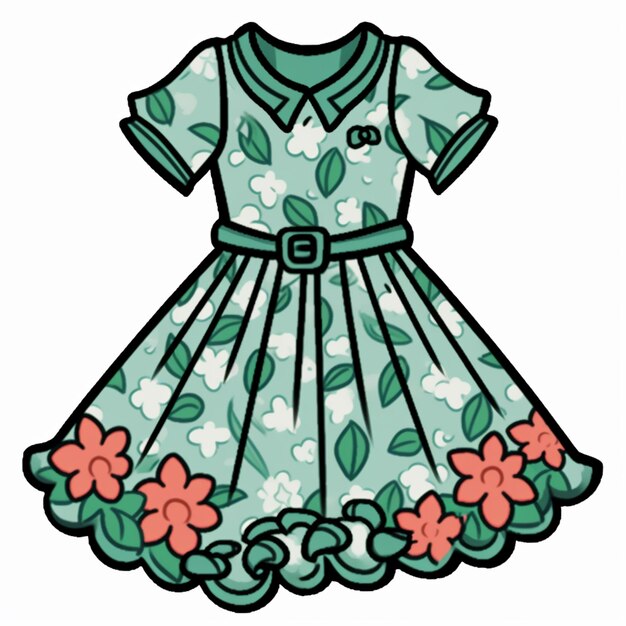 Photo a cartoon dress with flowers and leaves on it ai generative