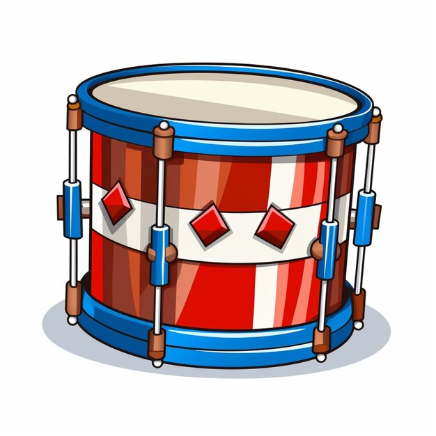 cartoon drum with red and white stripes generative ai