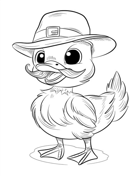 Photo a cartoon duck wearing a pilgrim hat and a pilgrim hat generative ai