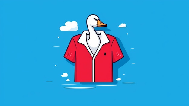 A cartoon duck wearing a red coat and a white duck in a red coat generative ai