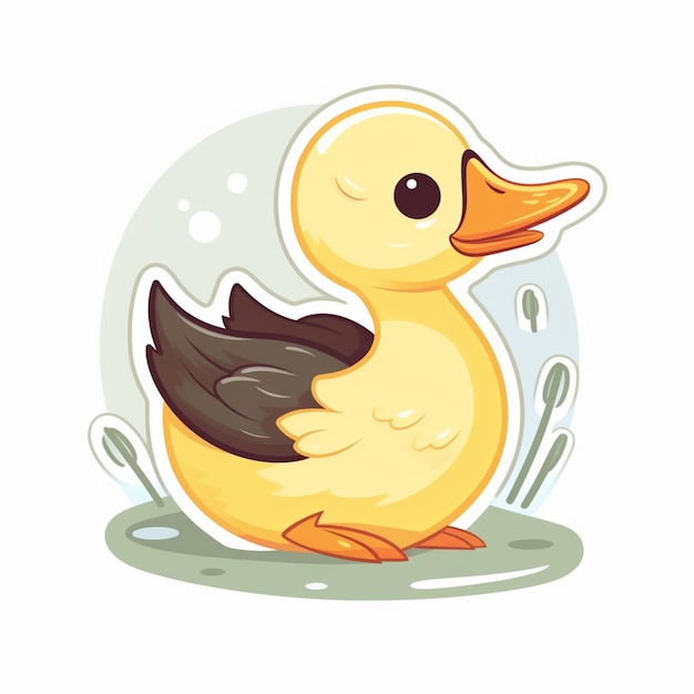 cartoon duck with black wings sitting in the water generative ai