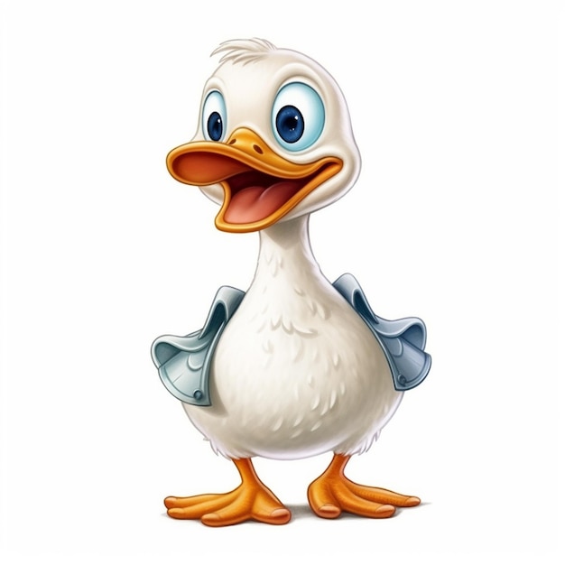 Cartoon duck with blue wings and a big smile generative ai