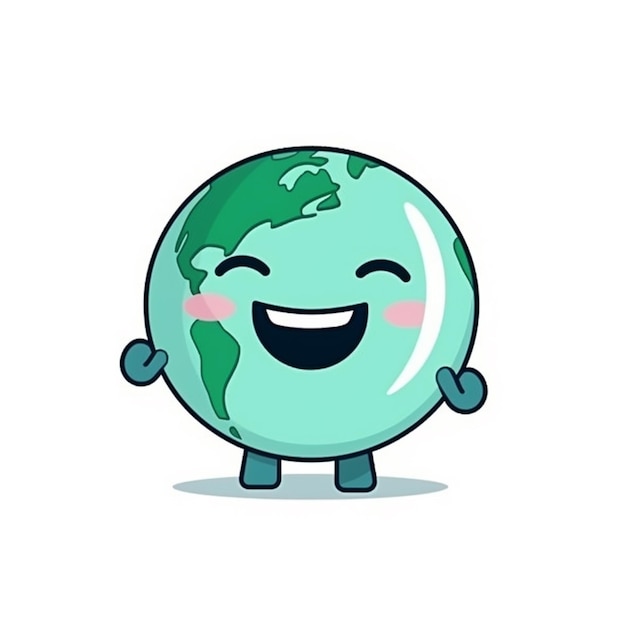 A cartoon earth character with a happy face and arms generative ai